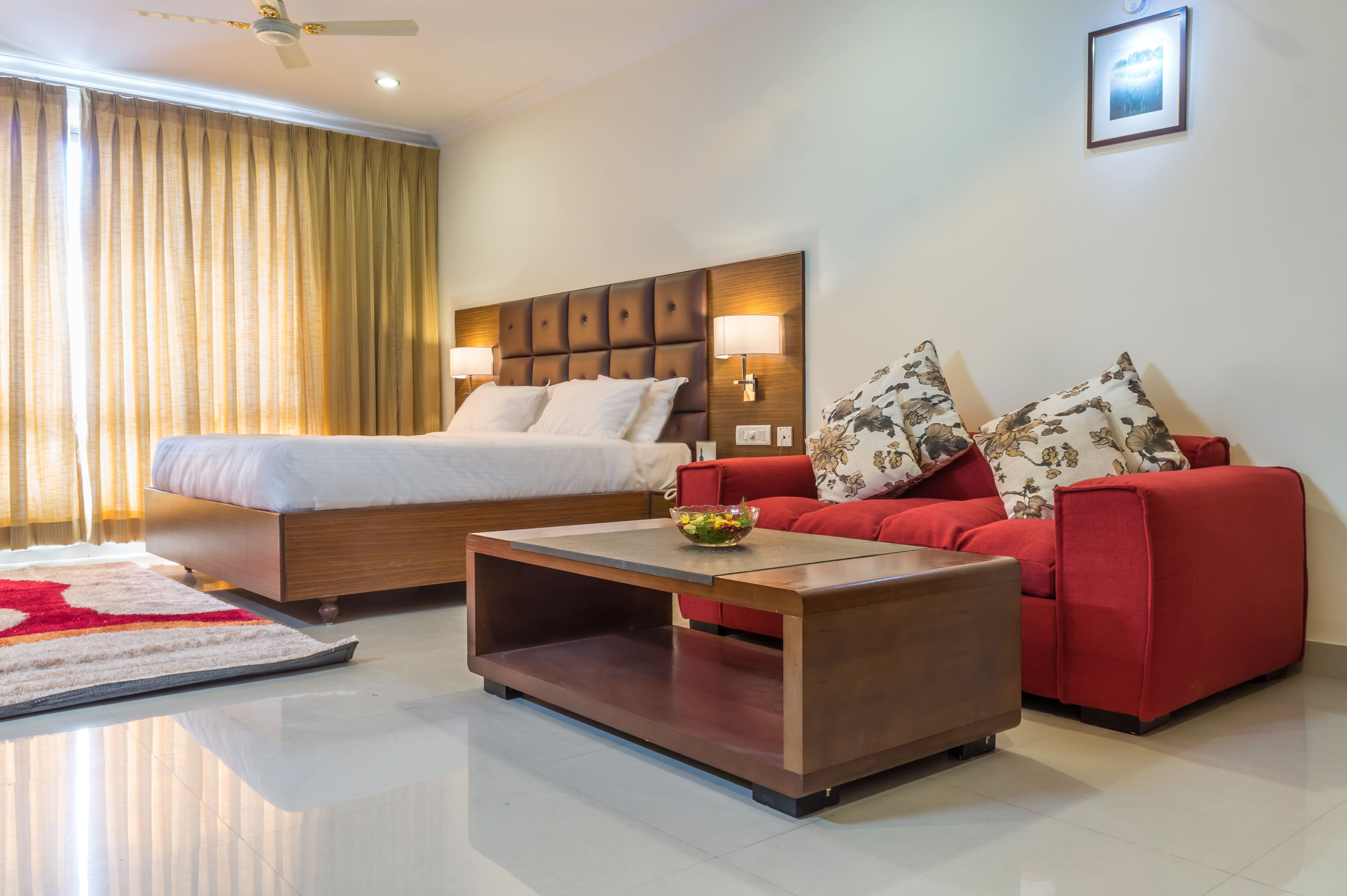 Deluxe room at Hotel Saptagiri