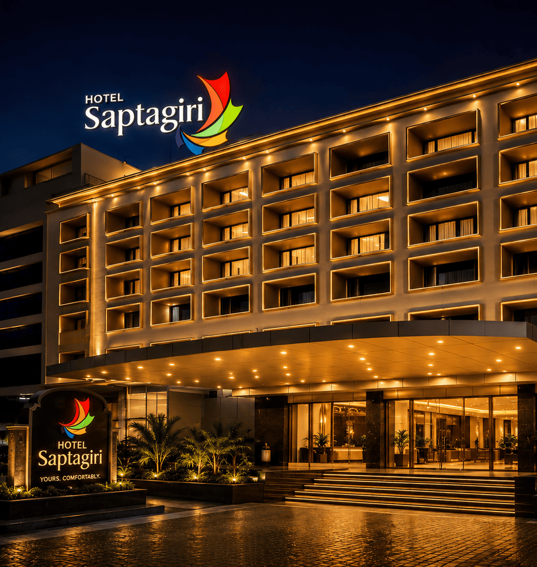 Hotel Saptagiri exterior at night on St. Mary's Road, Secunderabad