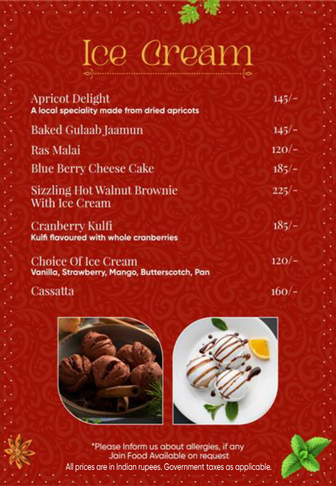 Restaurant menu page 21