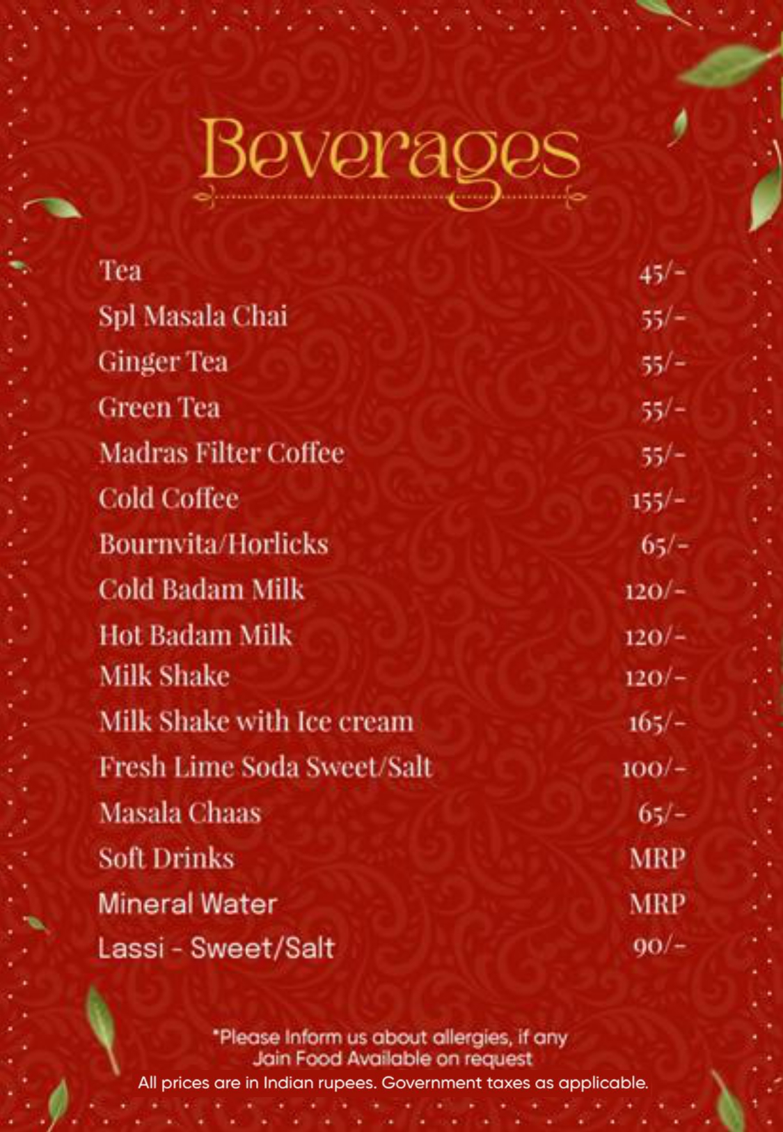 Restaurant menu page 5